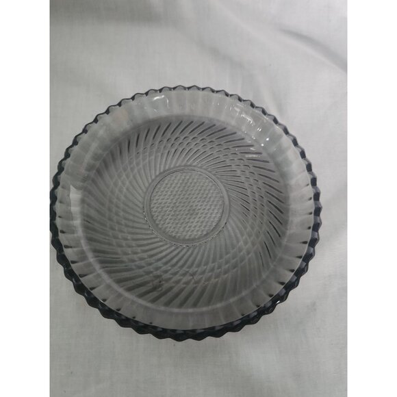 Pair of Vintage Libbey Smoke Gray Swirl Glass 7" Plate & Mug Lunch Dessert - Picture 9 of 11